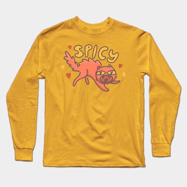 Spicy Cat Long Sleeve T-Shirt by sadsquatch
